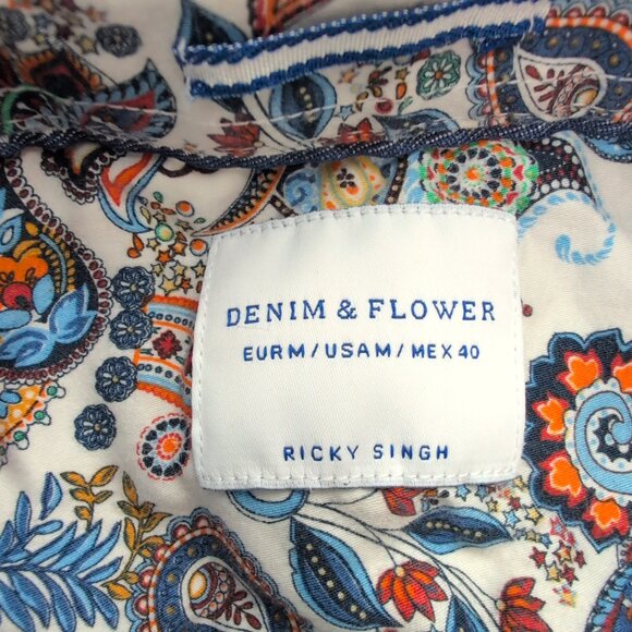 Denim & Flowers Men's White Paisley Short-Sleeve Button-Up M - Picture 4 of 10